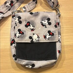 Handmade Gray and Black Minnie Mouse Crossbody Bag